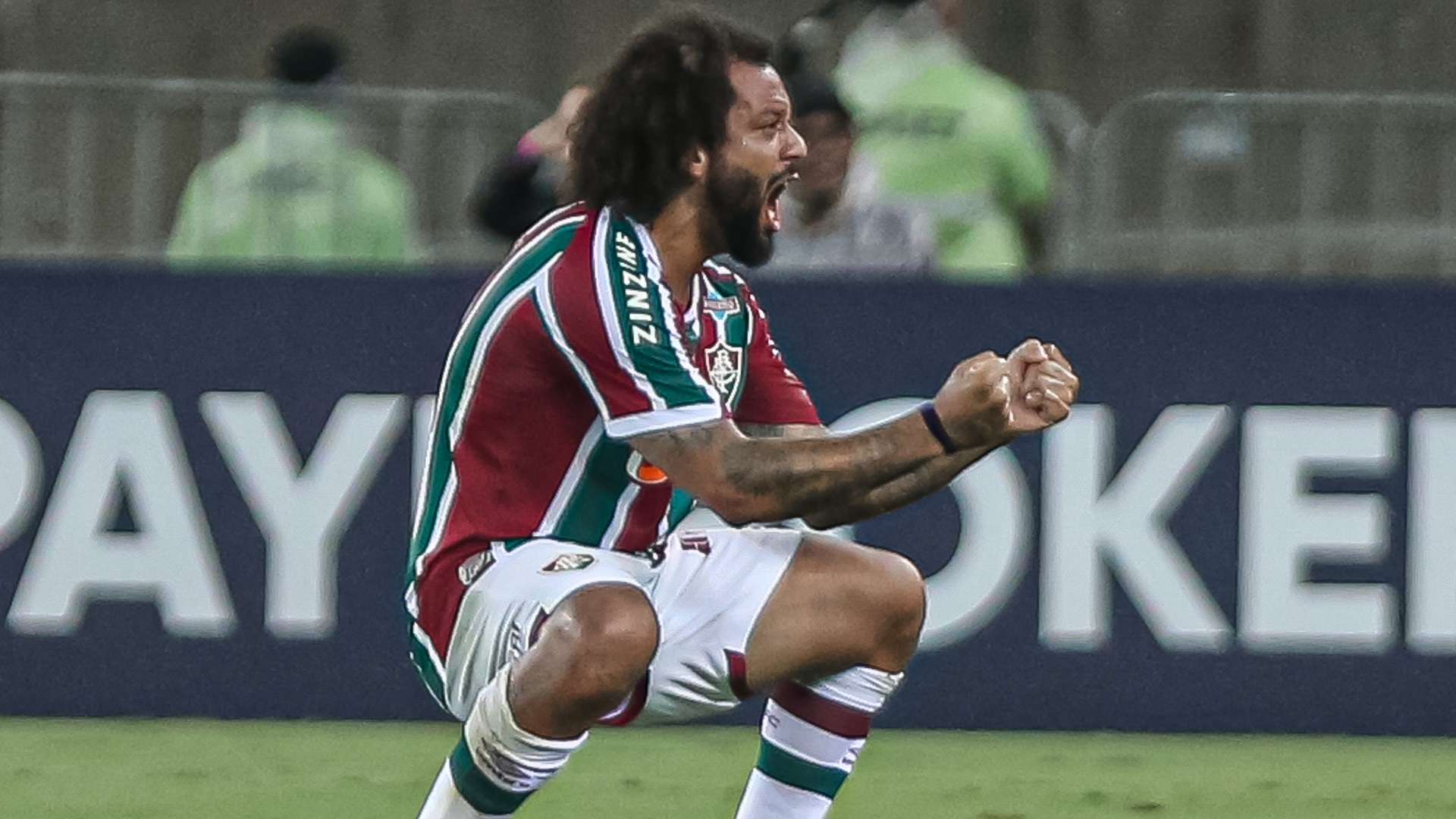 Marcelo, do Fluminense, comemora gol sobre o Flamengo, na final do Campeonato Carioca de 2023