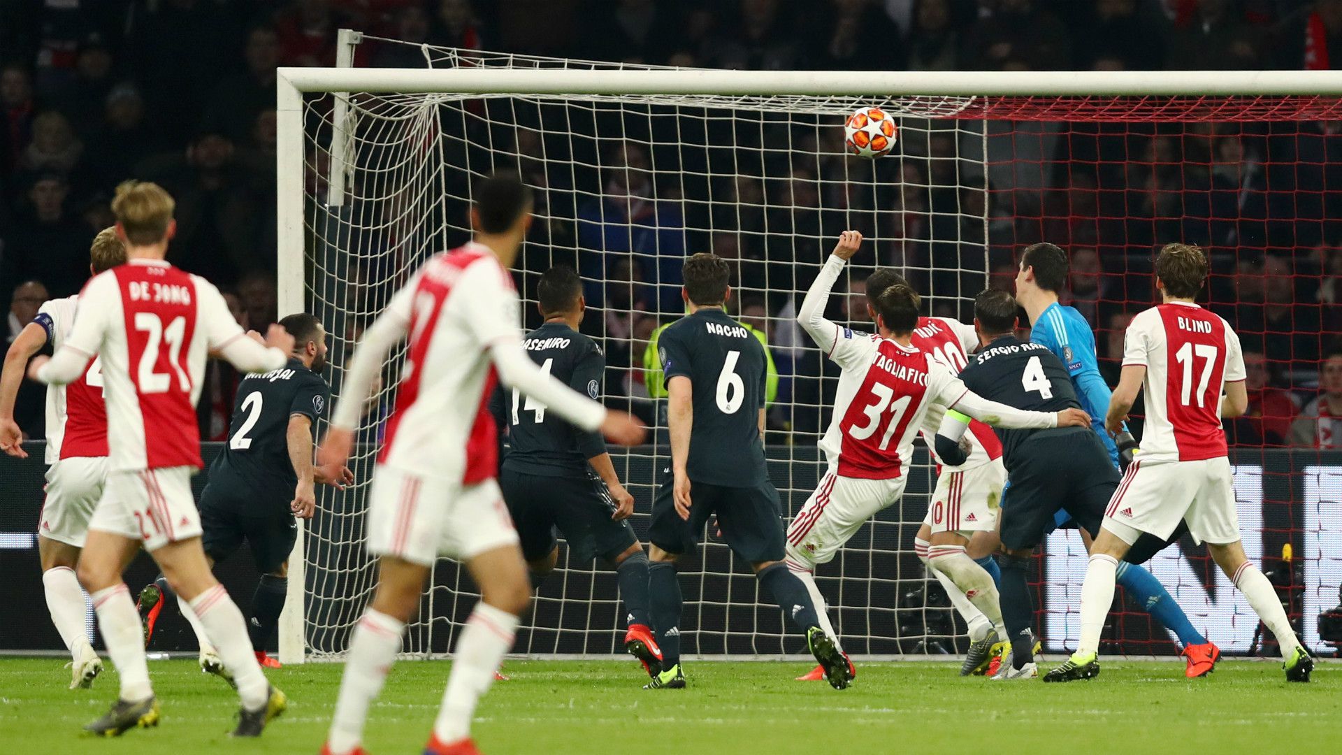 TAGLIAFICO COURTOIS AJAX REAL MADRID CHAMPIONS LEAGUE