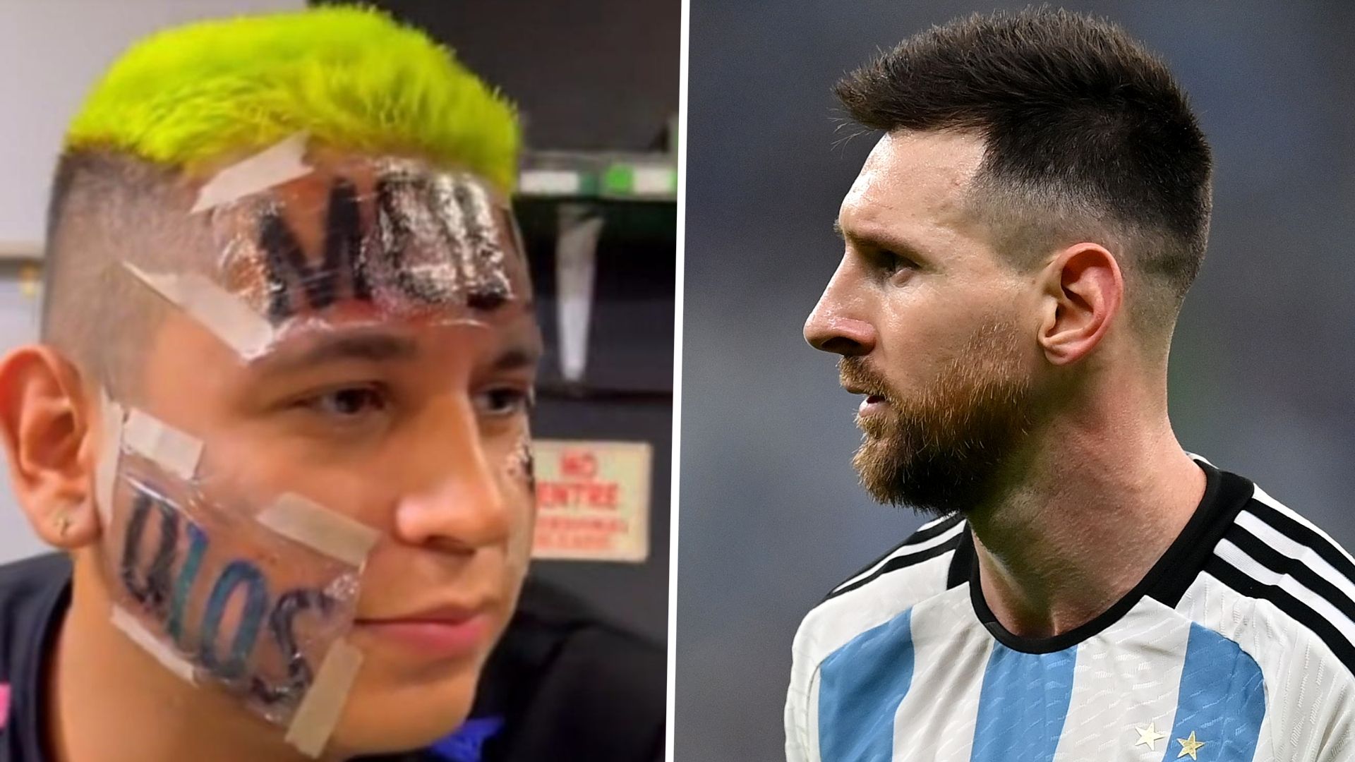 Messi face tattoo