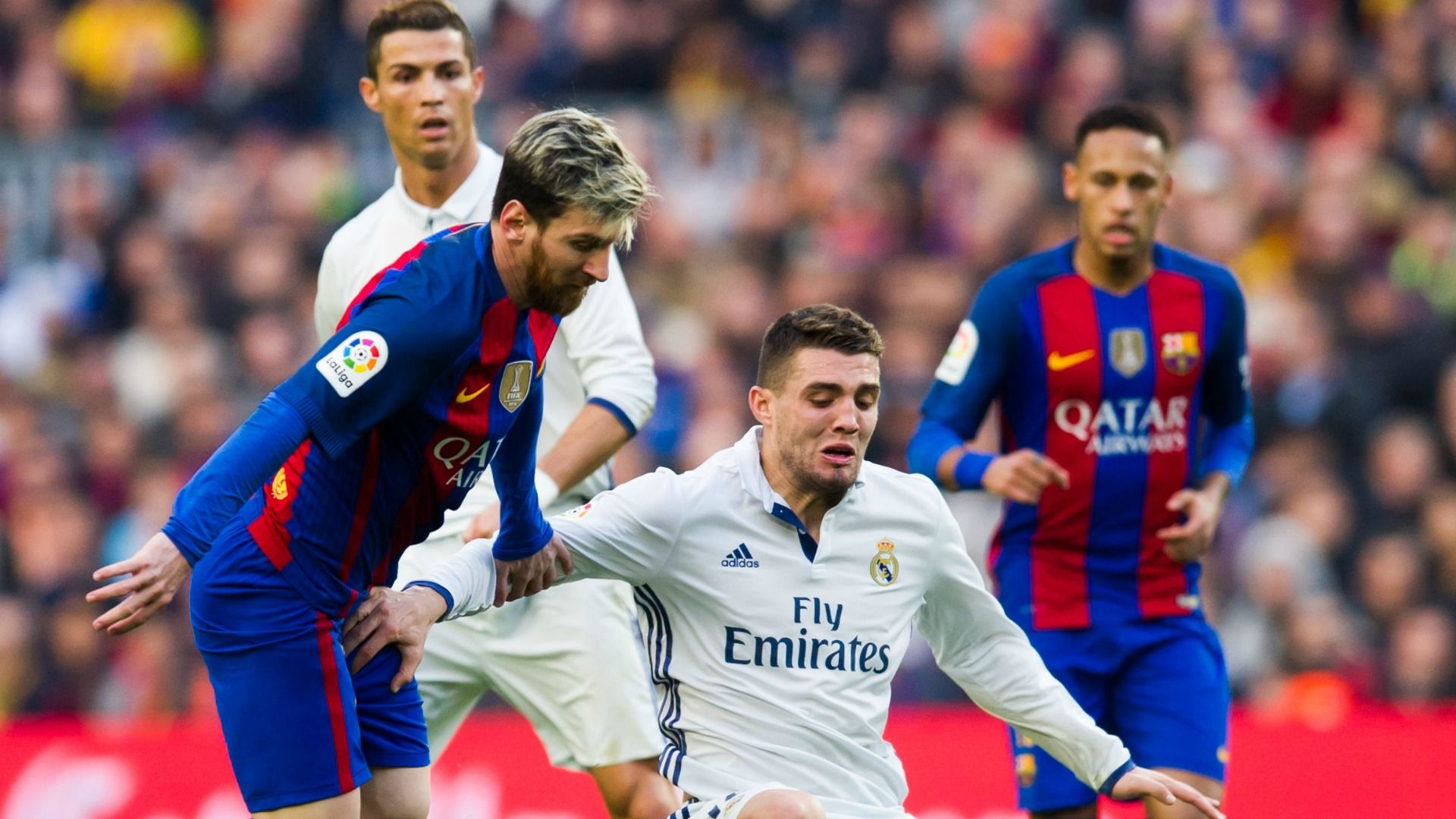 Cristiano Ronaldo, Lionel Messi, Mateo Kovacic y Neymar Barcelona Real Madrid 031216