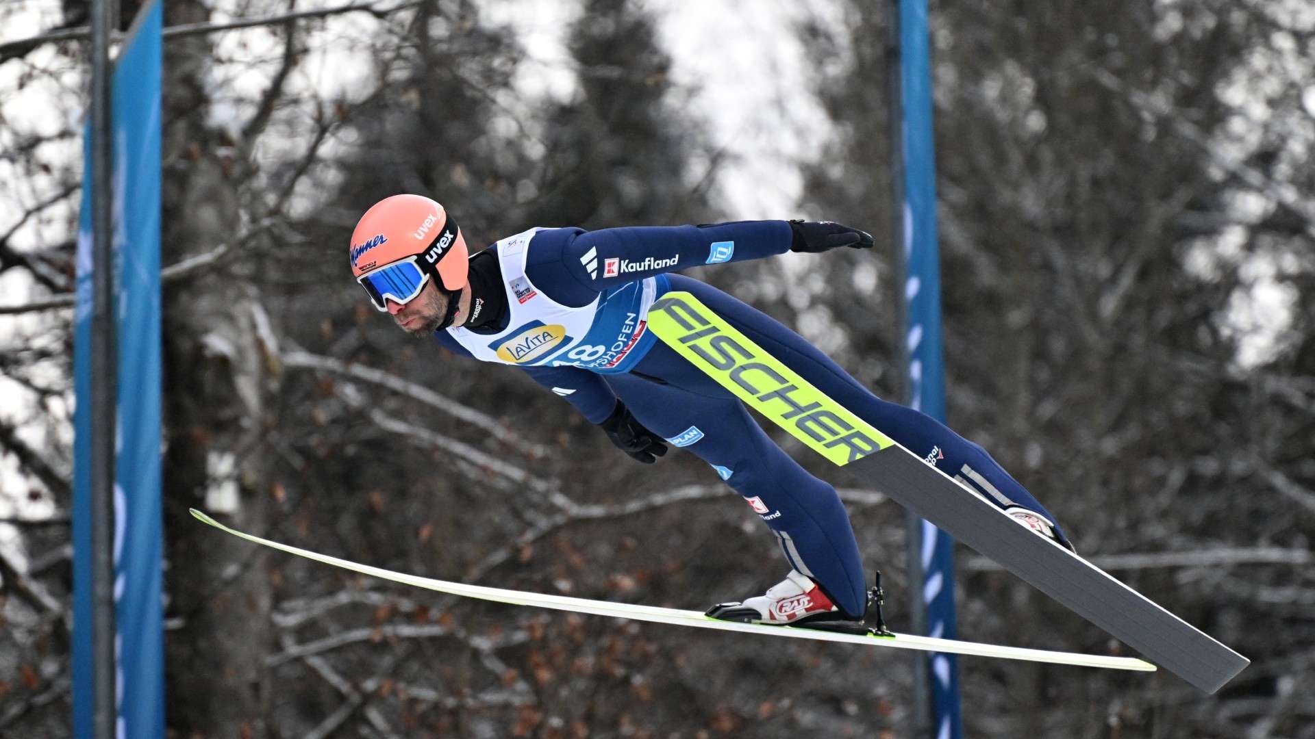 Germany's Pius Paschke soars through the air