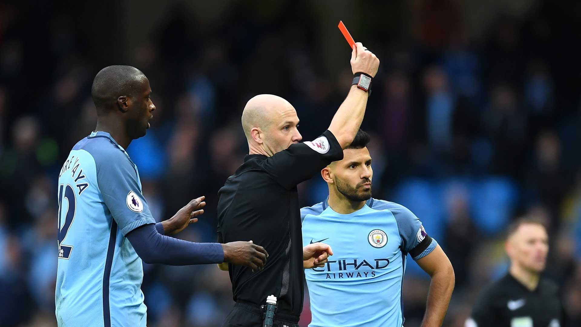 Sergio Aguero red card