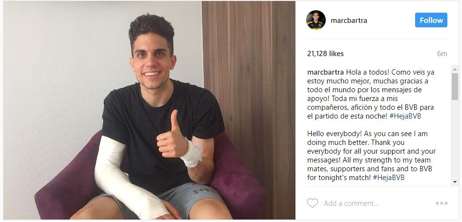 Bartra Instagram message
