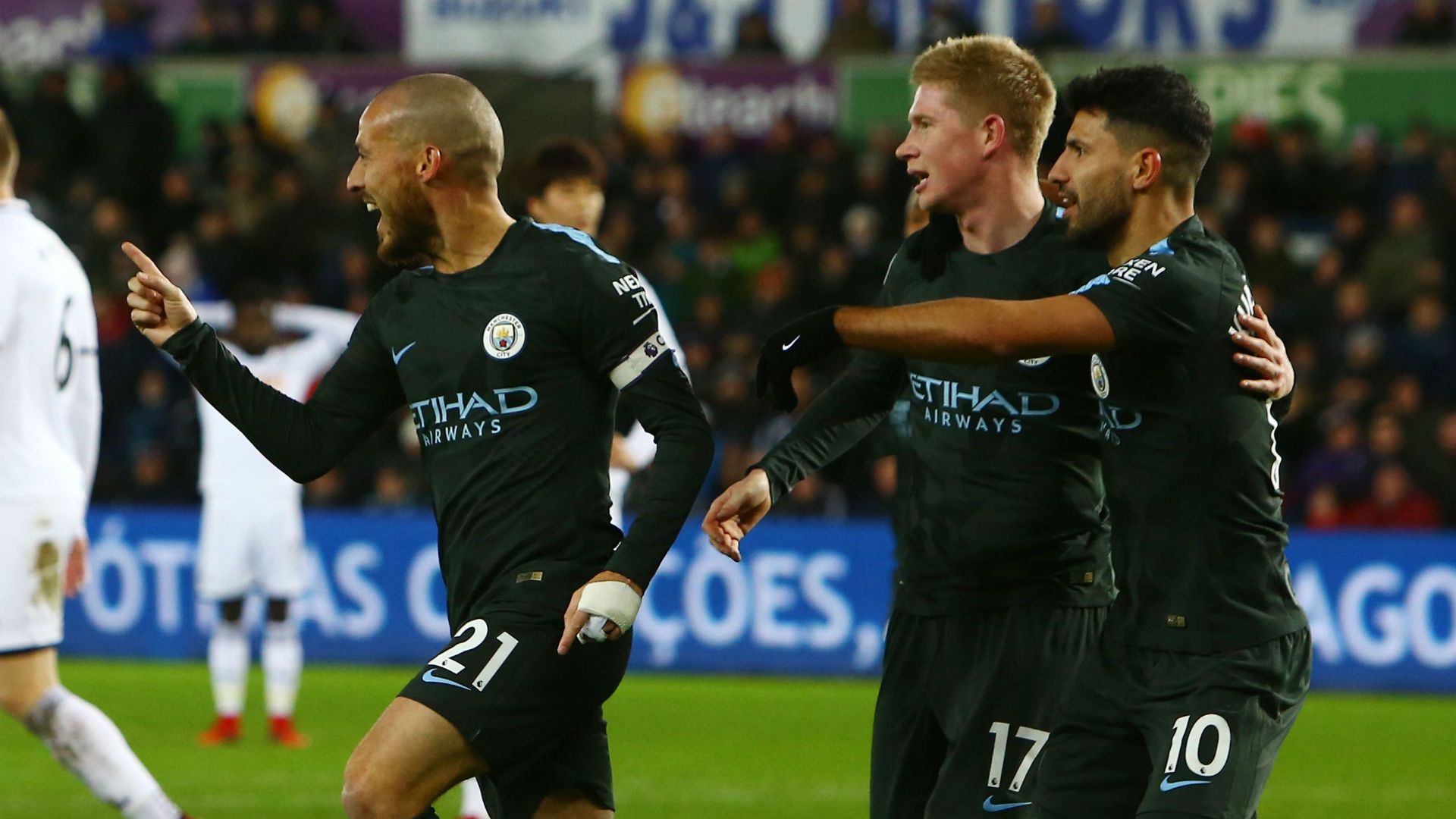 David Silva Kevin De Bruyne Sergio Aguero Manchester City Premier League
