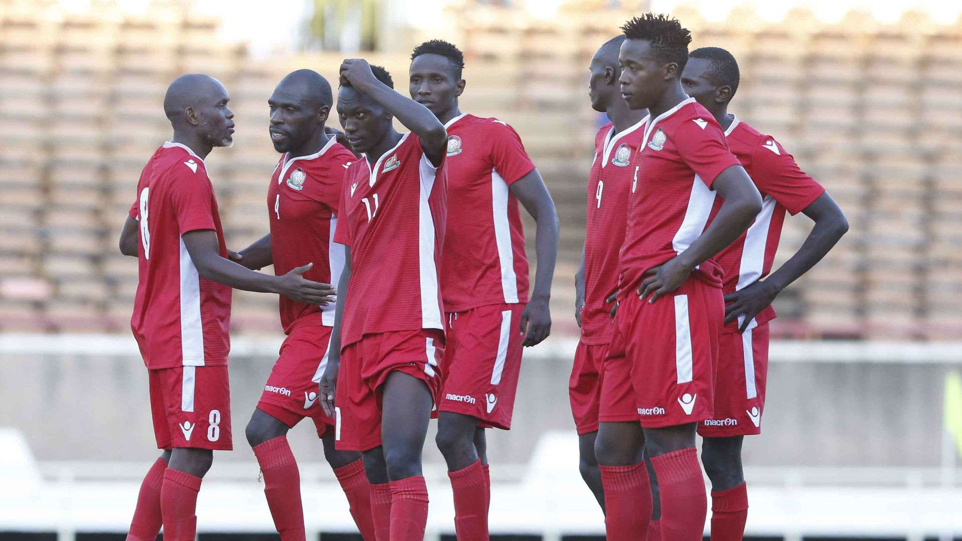 Kenya players react v Tanzania.
