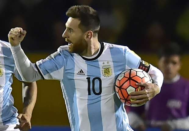 Messi festejo argentino Ecuador Argentina Eliminatorias 10102017