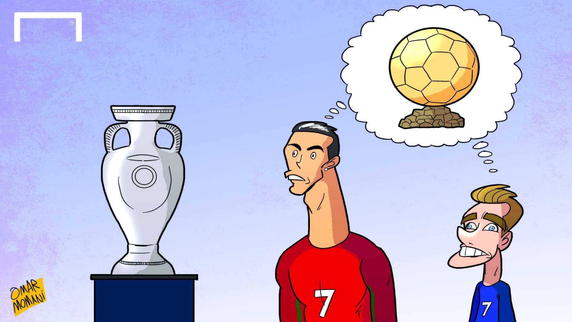 Cristiano Ronaldo Antoine Griezmann Euro 2016 Ballon d'Or cartoon