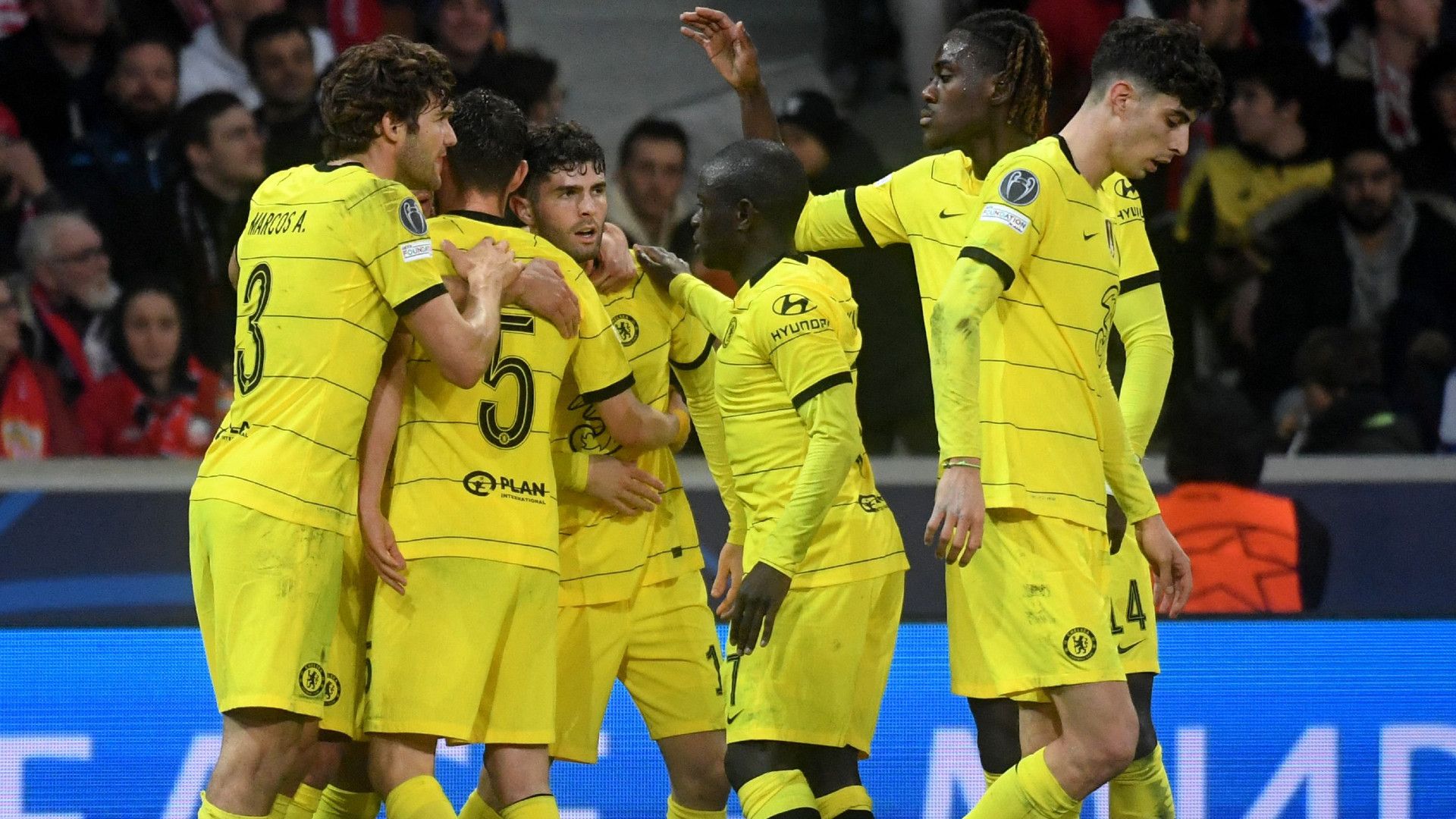 Pulisic celebrate Lille Chelsea Champions League 202122