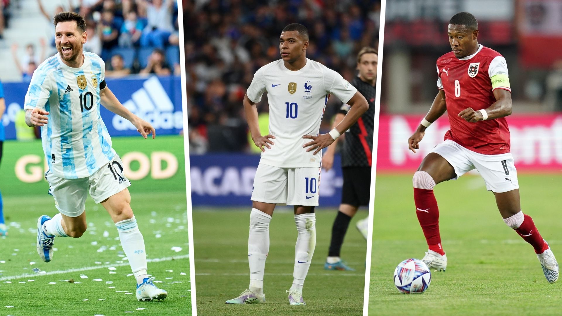 Lionel Messi, Kylian Mbappe, David Alaba GFX