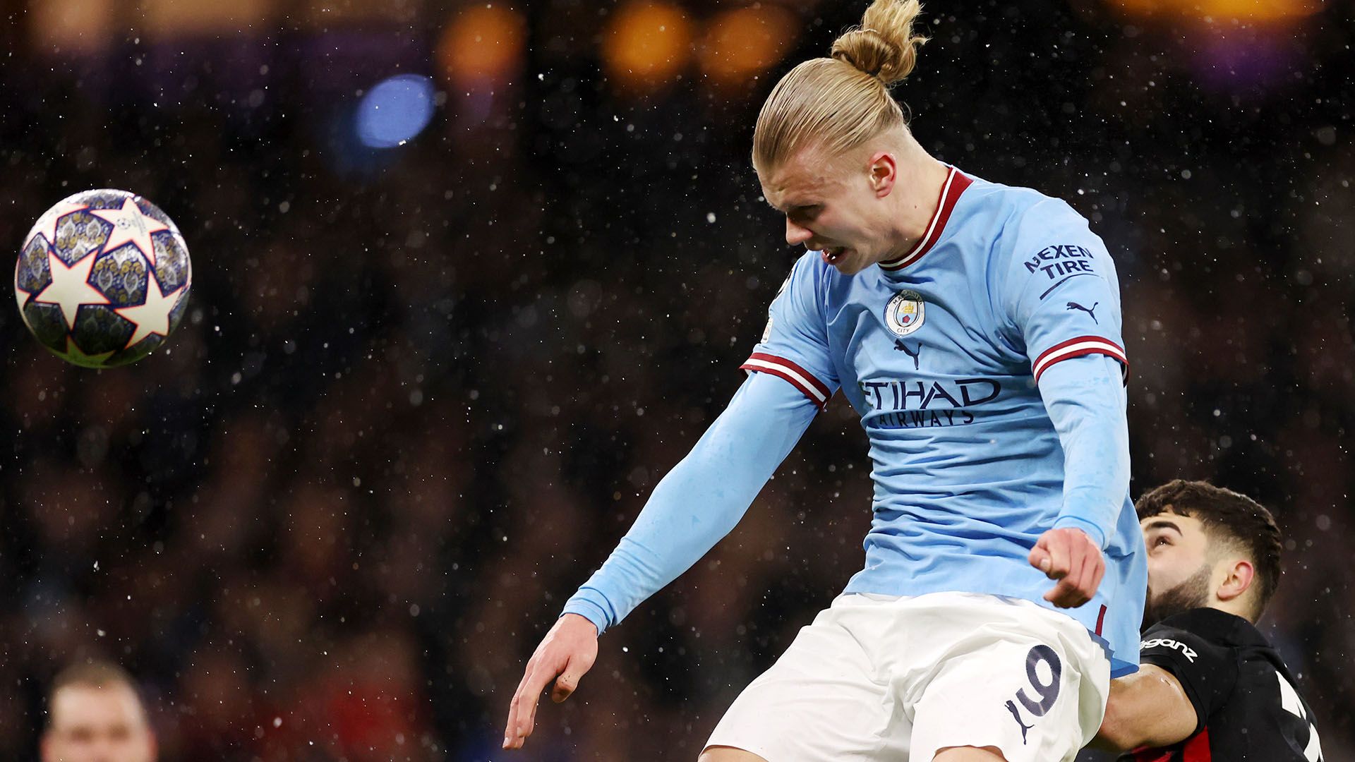 Erling Haaland header Manchester City Leipzig 2022-23