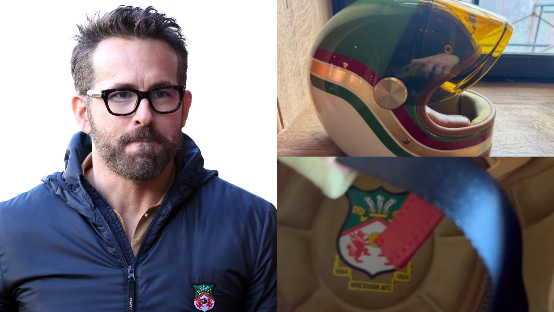 Ryan Reynolds Wrexham custom helmet