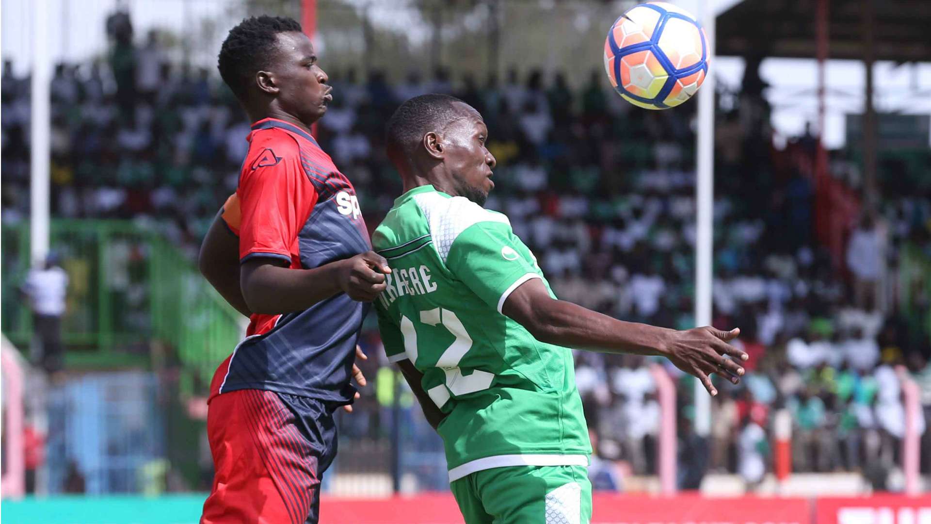 Gor Mahia striker Meddie Kagere v Duncan Otieno of AFC Leopards.