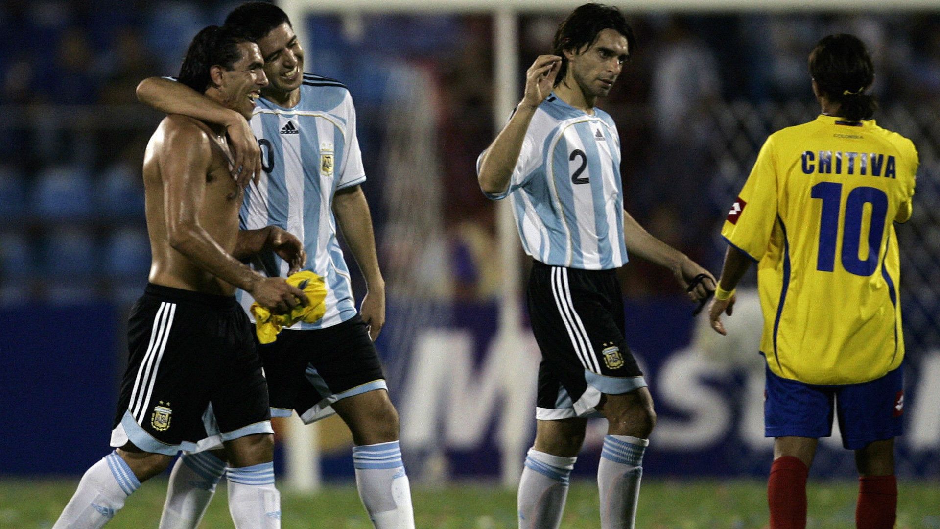 Carlos Tevez Juan Roman Riquelme Roberto Ayala Argentina Colombia Copa America 02072007
