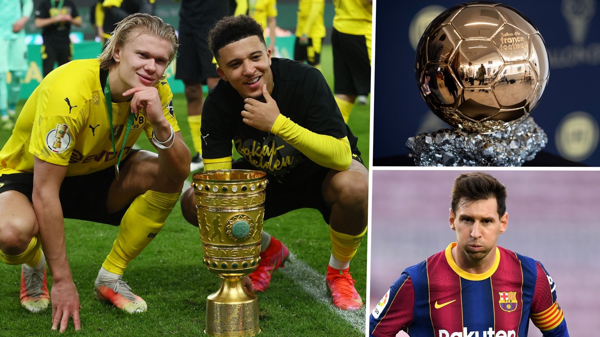 Haaland Sancho Messi Ballon d'Or GFX