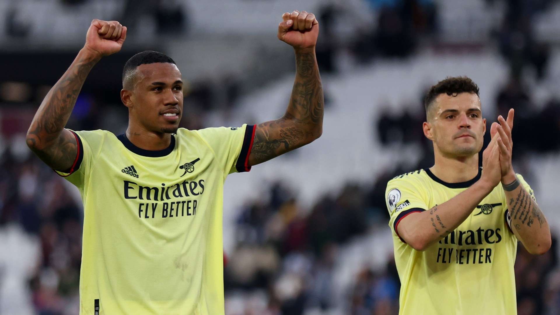 Gabriel Granit Xhaka West Ham vs Arsenal Premier League 2021-22