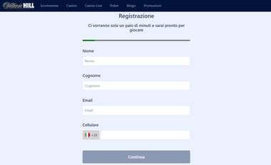 formulario registrazione william hill