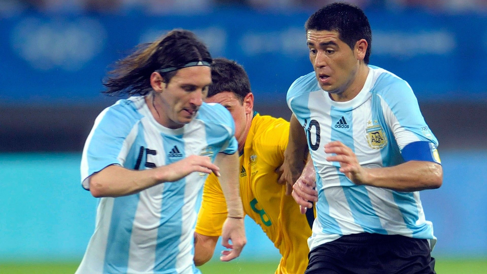 Lionel Messi Juan Roman Riquelme Argentina JJOO Beijing 2008