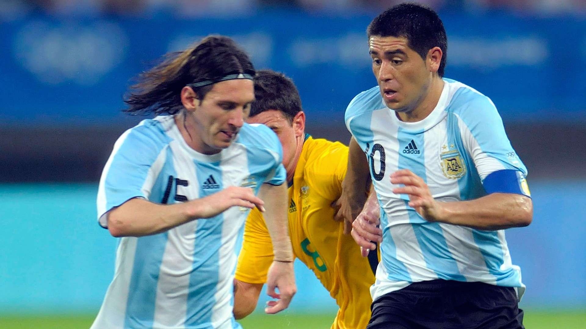 Lionel Messi Juan Roman Riquelme Argentina JJOO Beijing 2008