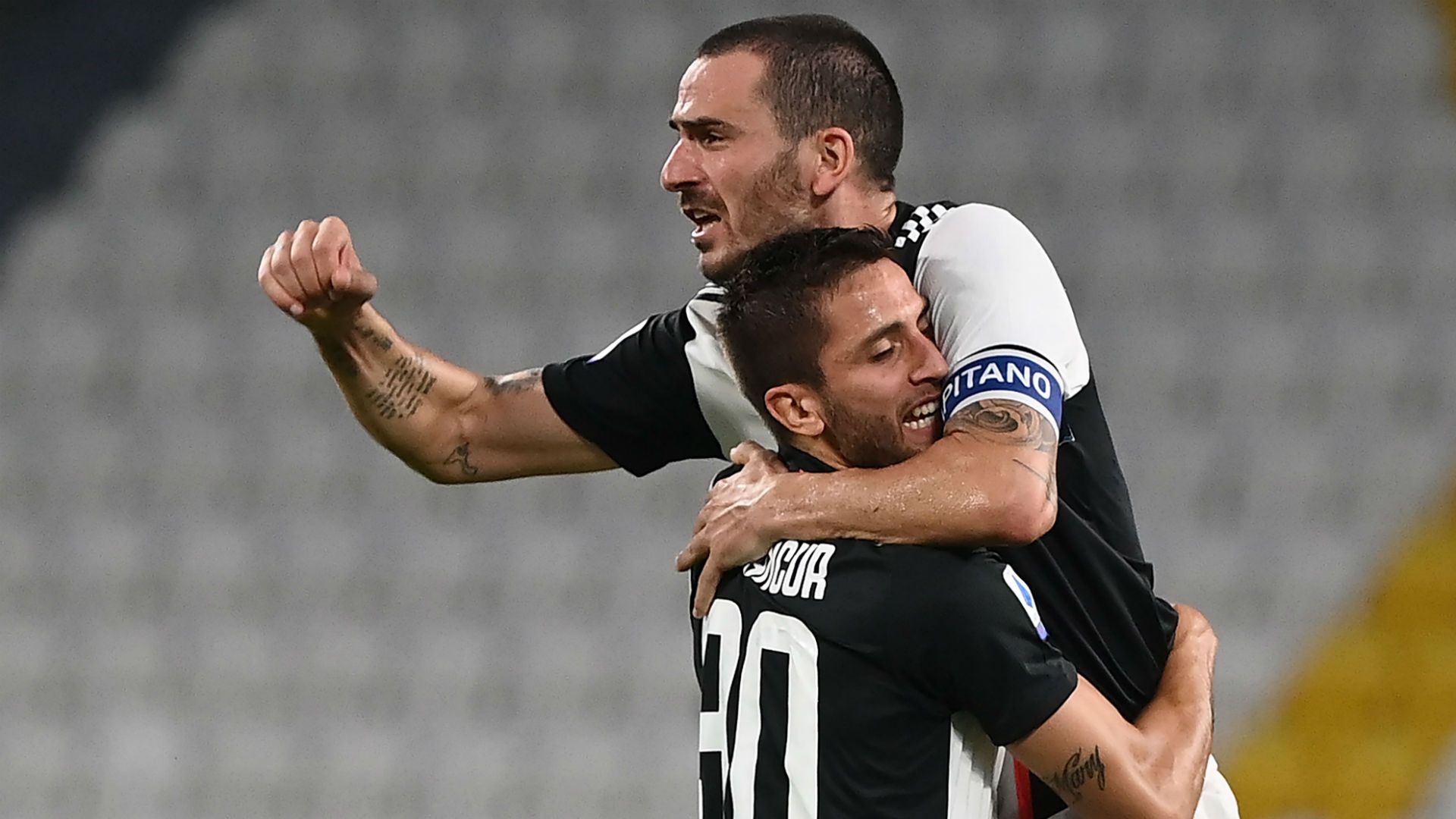 Bonucci Bentancur Juventus celebrating Scudetto