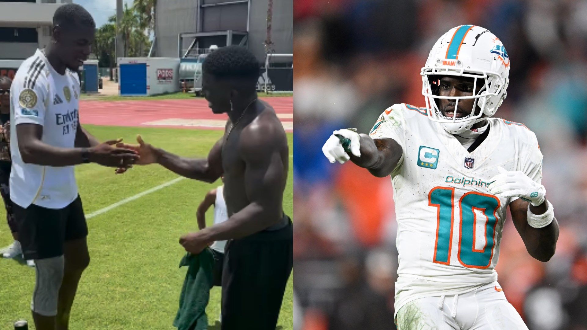 VIDEO: Paul Pogba dons Real Madrid shirt as he trains with Miami Dolphins NFL star Tyreek Hill ahead of potential return to football after 18-month doping ban | Goal.com UK