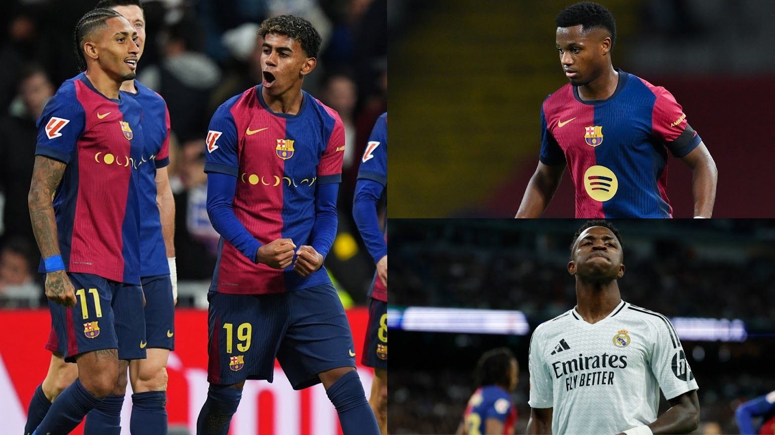 Lamine Yamal Raphinha Ansu Fati Vinicius Junior Barcelona Real Madrid