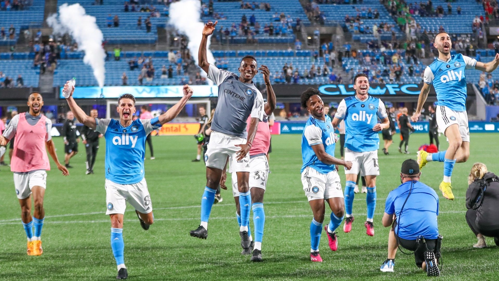 NYCFC players celebrate 2023