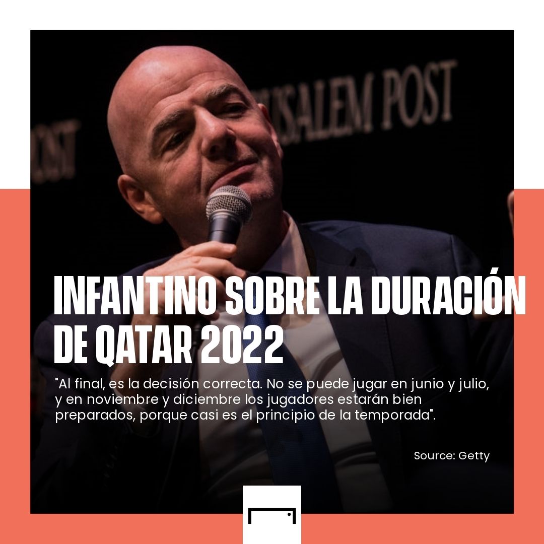 Gianni Infantino presidente de la FIFA habla respecto a las fechas del Mundial Qatar 2022