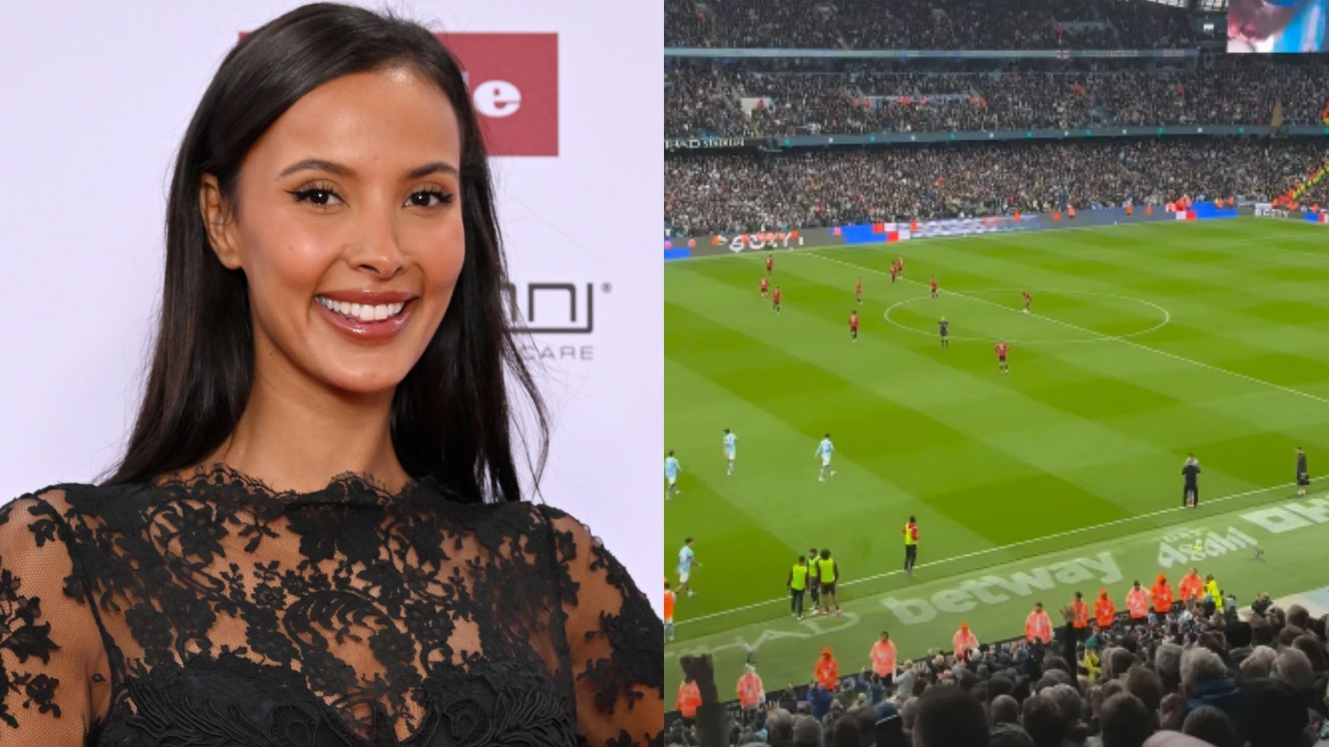 Maya Jama Manchester derby 2025-26