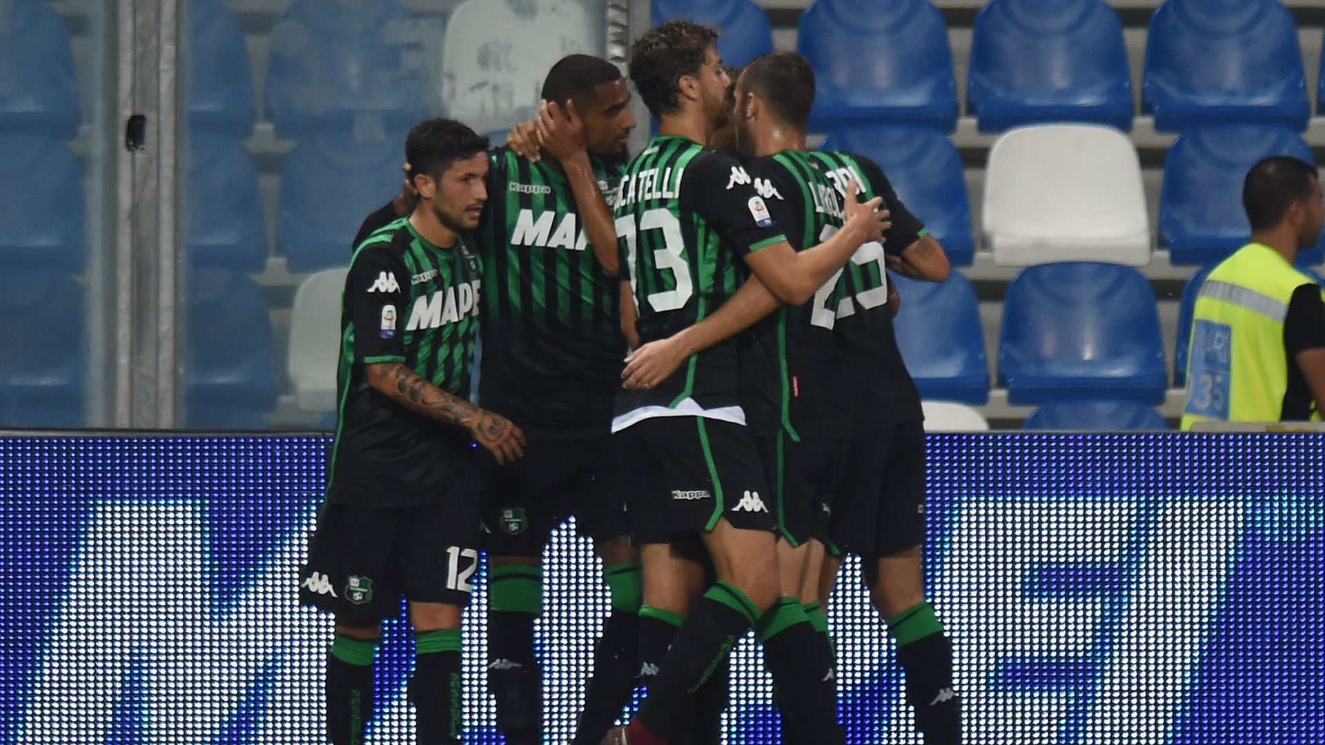 Sassuolo players celebrating Sassuolo Empoli Serie A