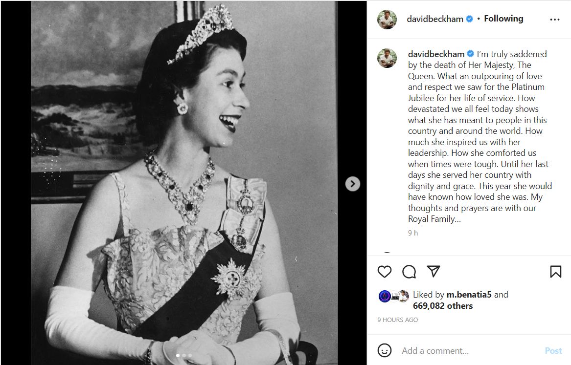 David Beckham Queen tribute