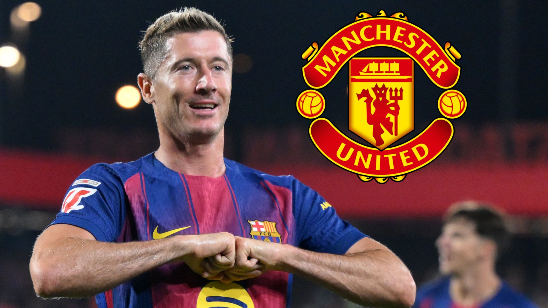 Robert Lewandowski Manchester United crest 2026