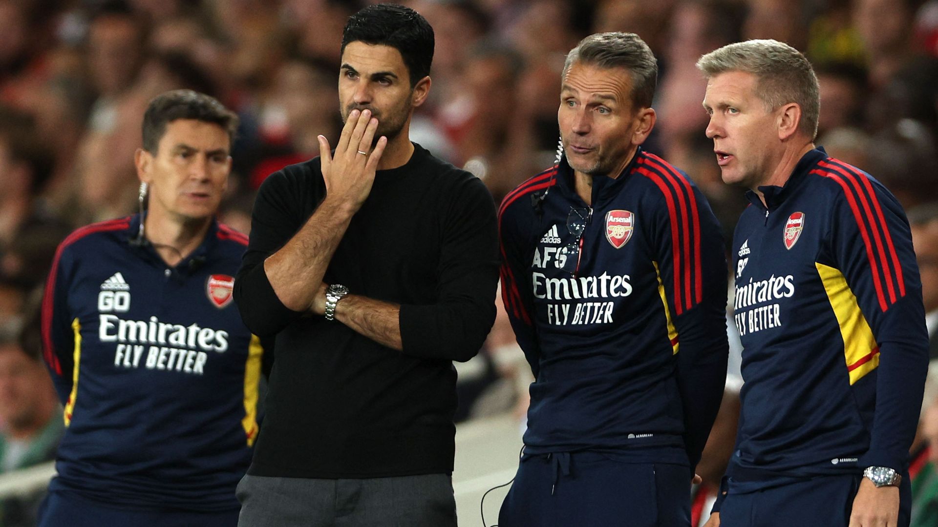 Mikel Arteta and Arsenal staff 2022-23