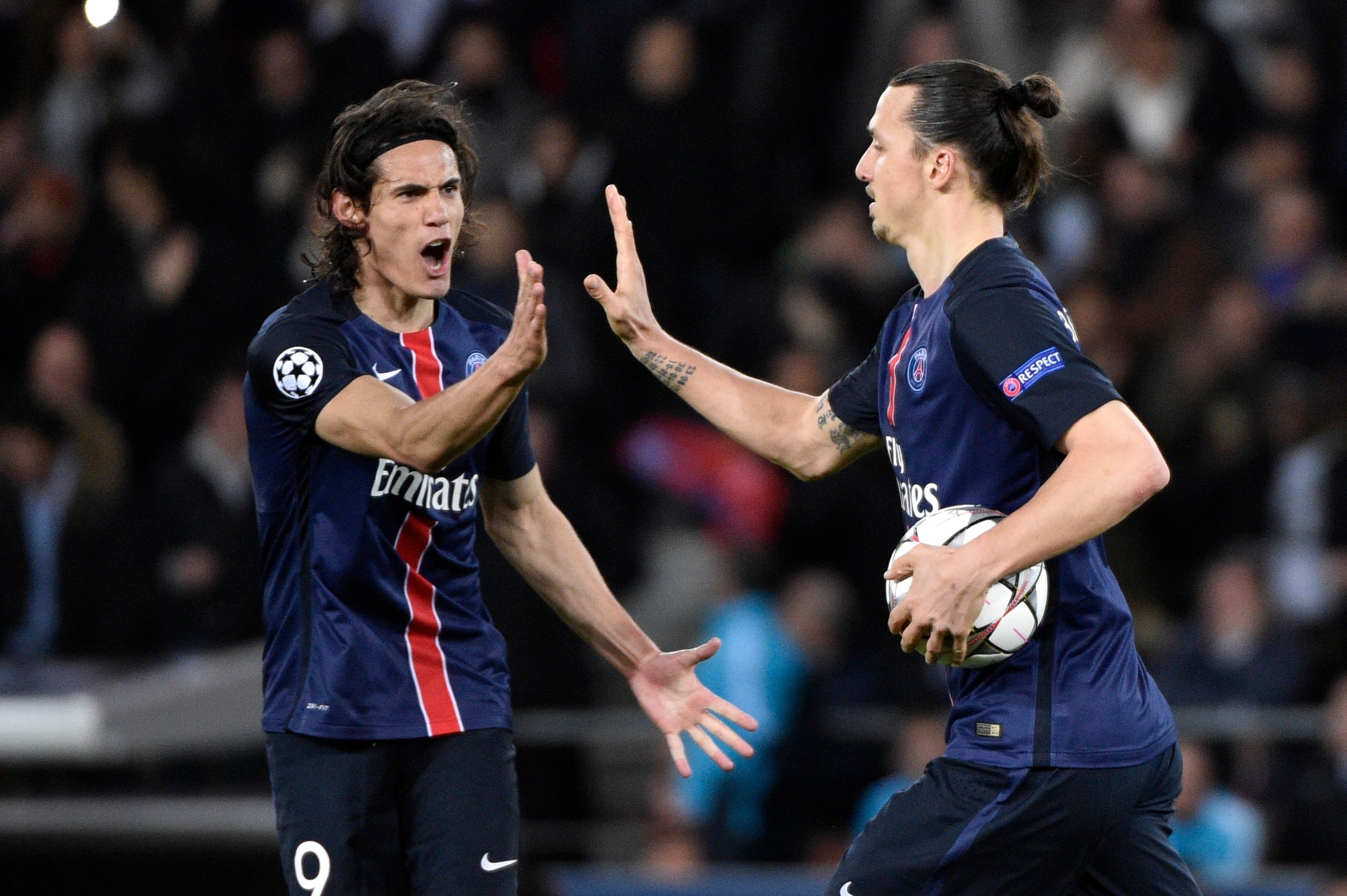 Zlatan Ibrahimovic y Edinson Cavani