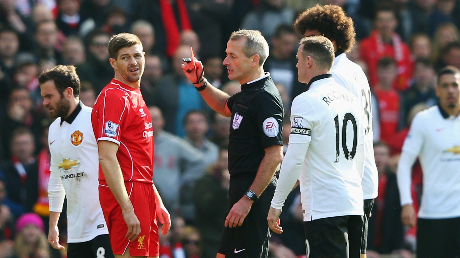 Steven Gerrard Wayne Rooney Marouane Fellaini Liverpool Manchester United Premier League 22032015
