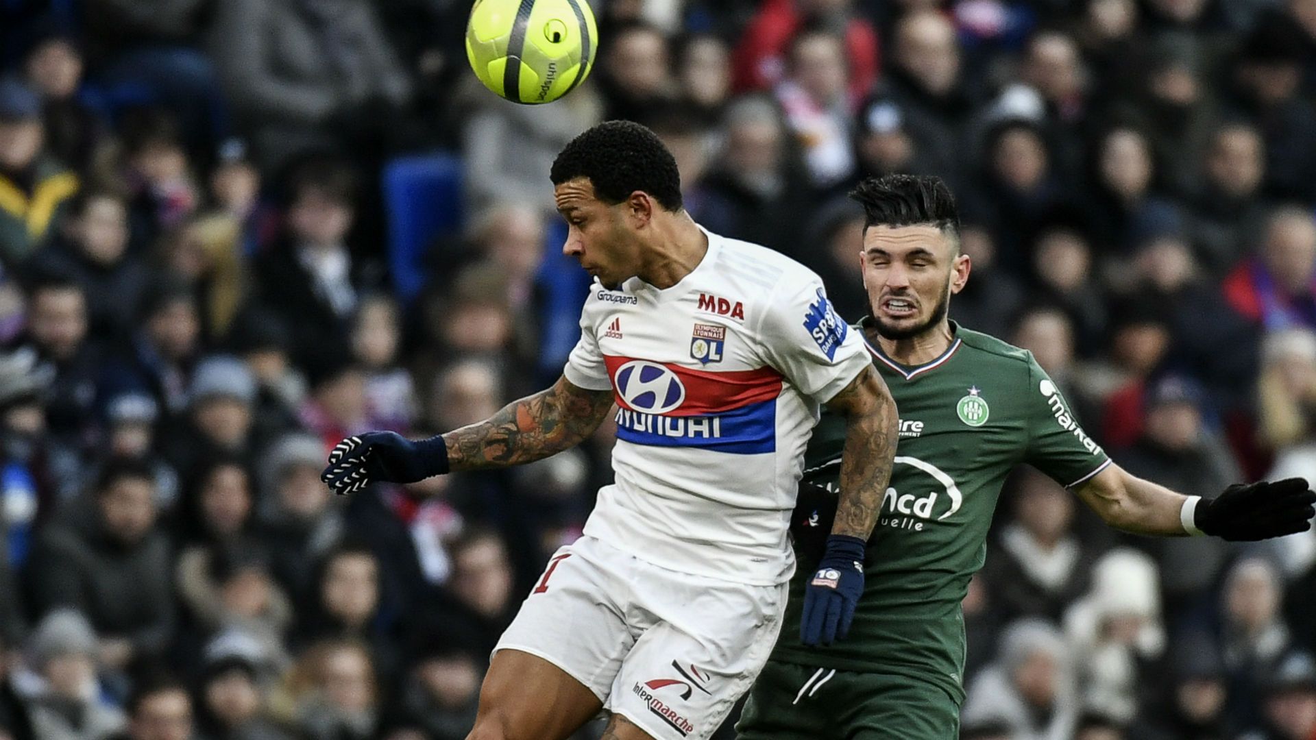 Memphis Depay Remy Cabella Lyon Saint-Etienne Ligue 1 25022018