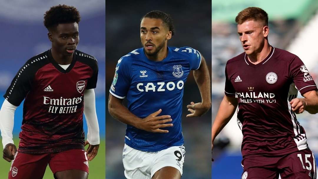 Bukayo Saka, Dominic Calvert-Lewin and Harvey Barnes