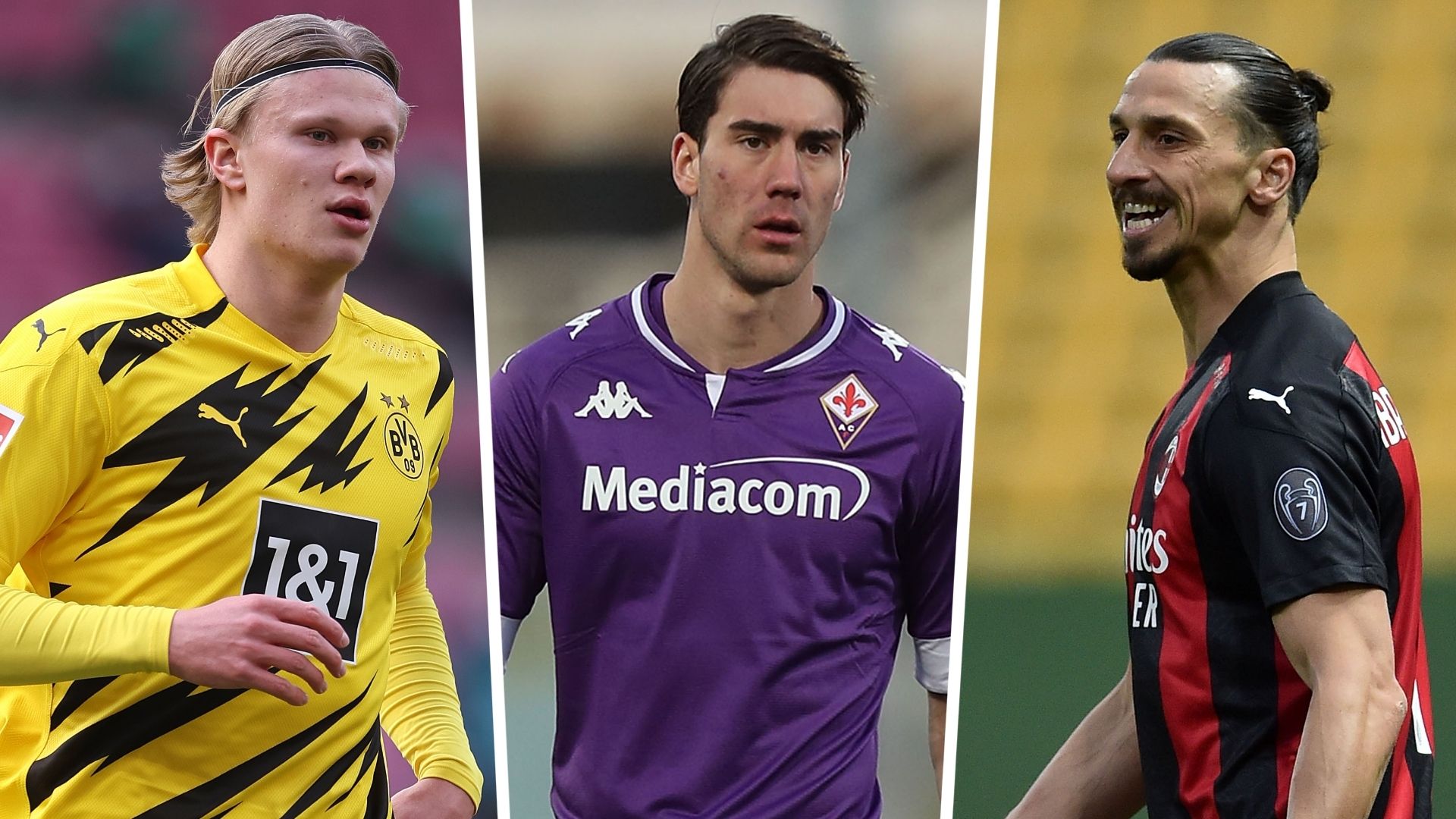 Dusan Vlahovic Erling Haaland Zlatan Ibrahimovic GFX