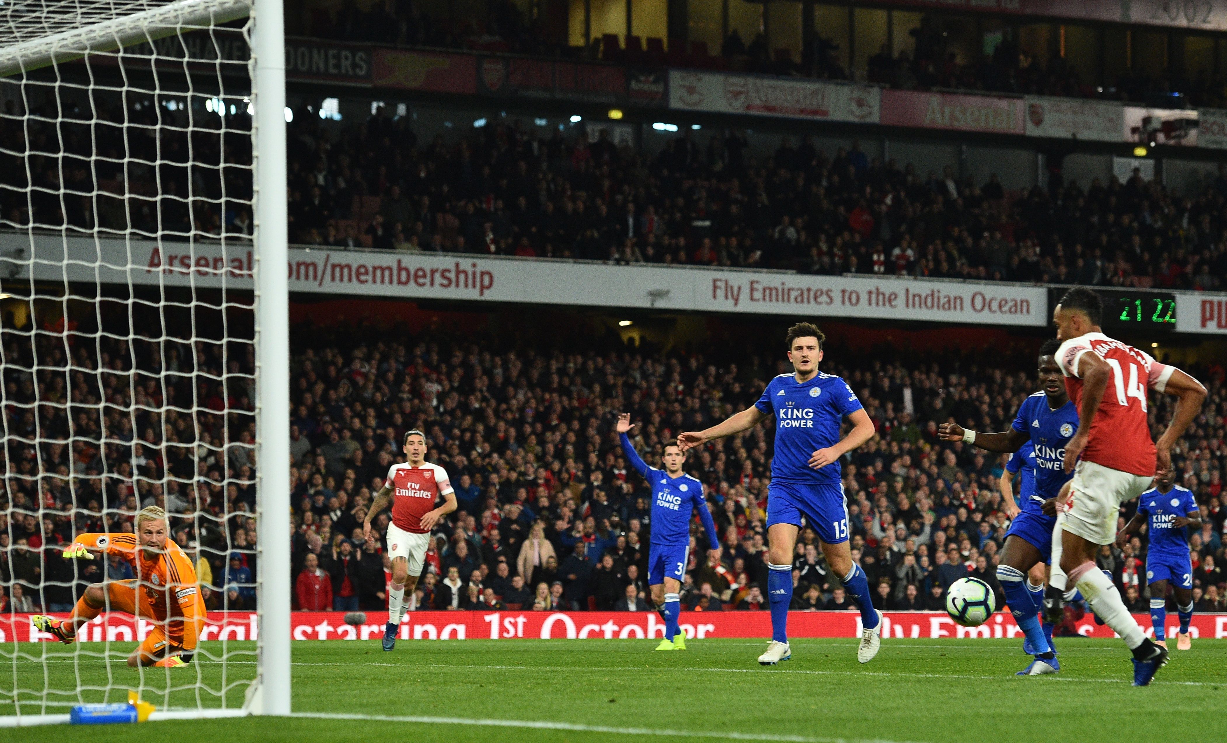 Pierre-Emerick Aubameyang Arsenal Leicester City Premier League 10/22/18