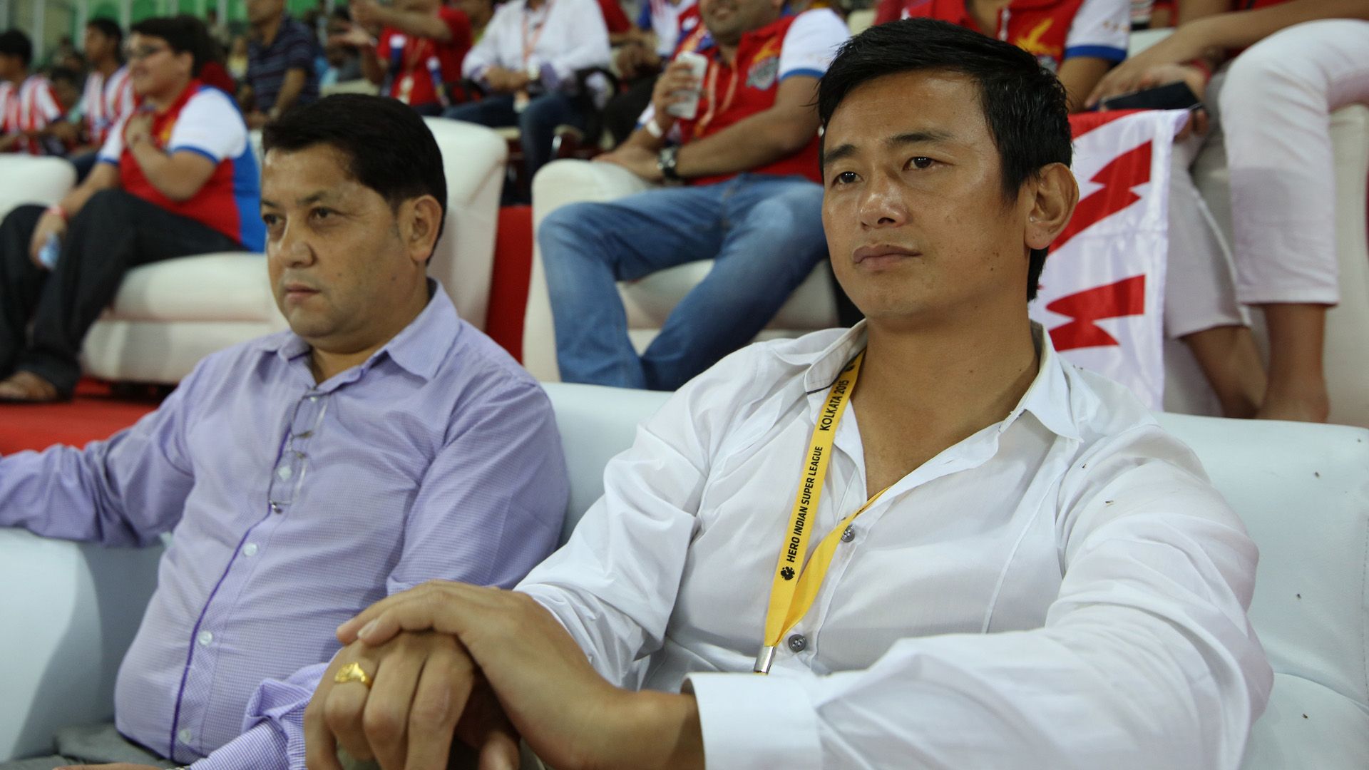 Baichung Bhutia during Atletico de Kolkata NorthEast United FC ISL season 2 match