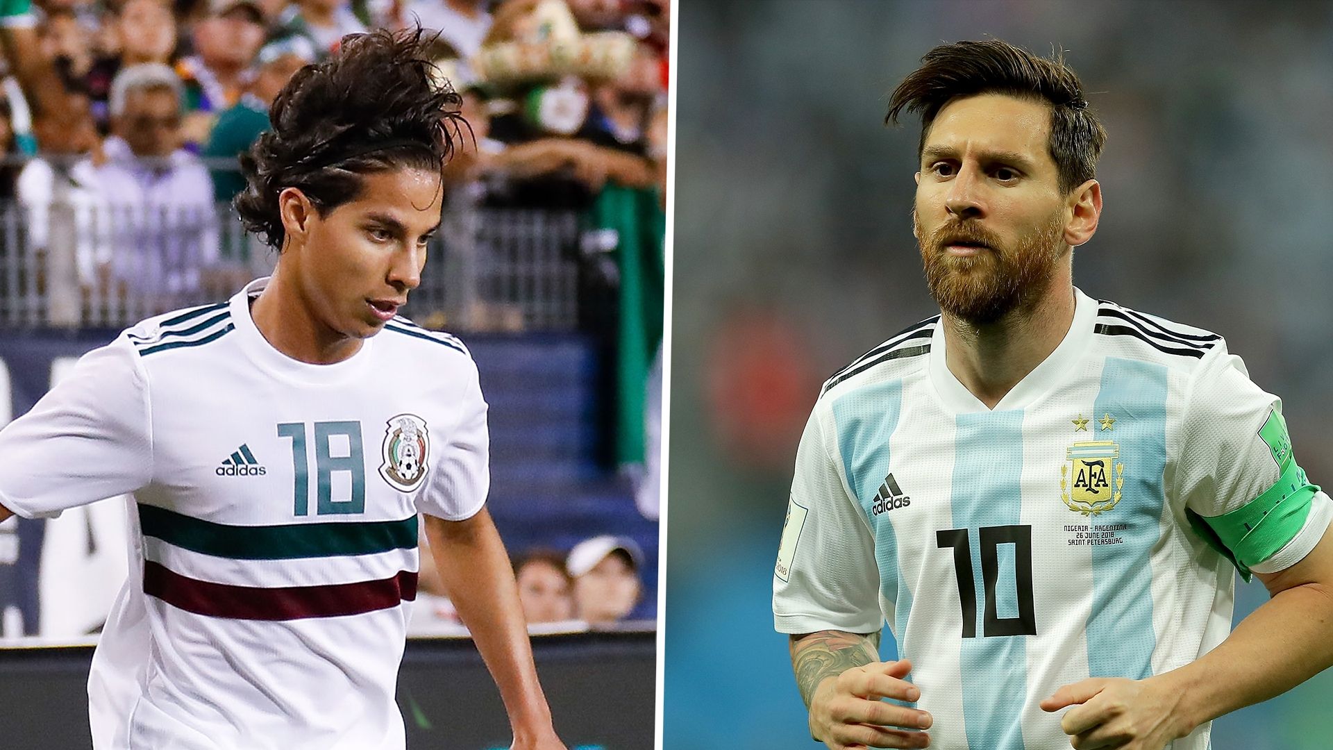 Diego Lainez and Lionel Messi