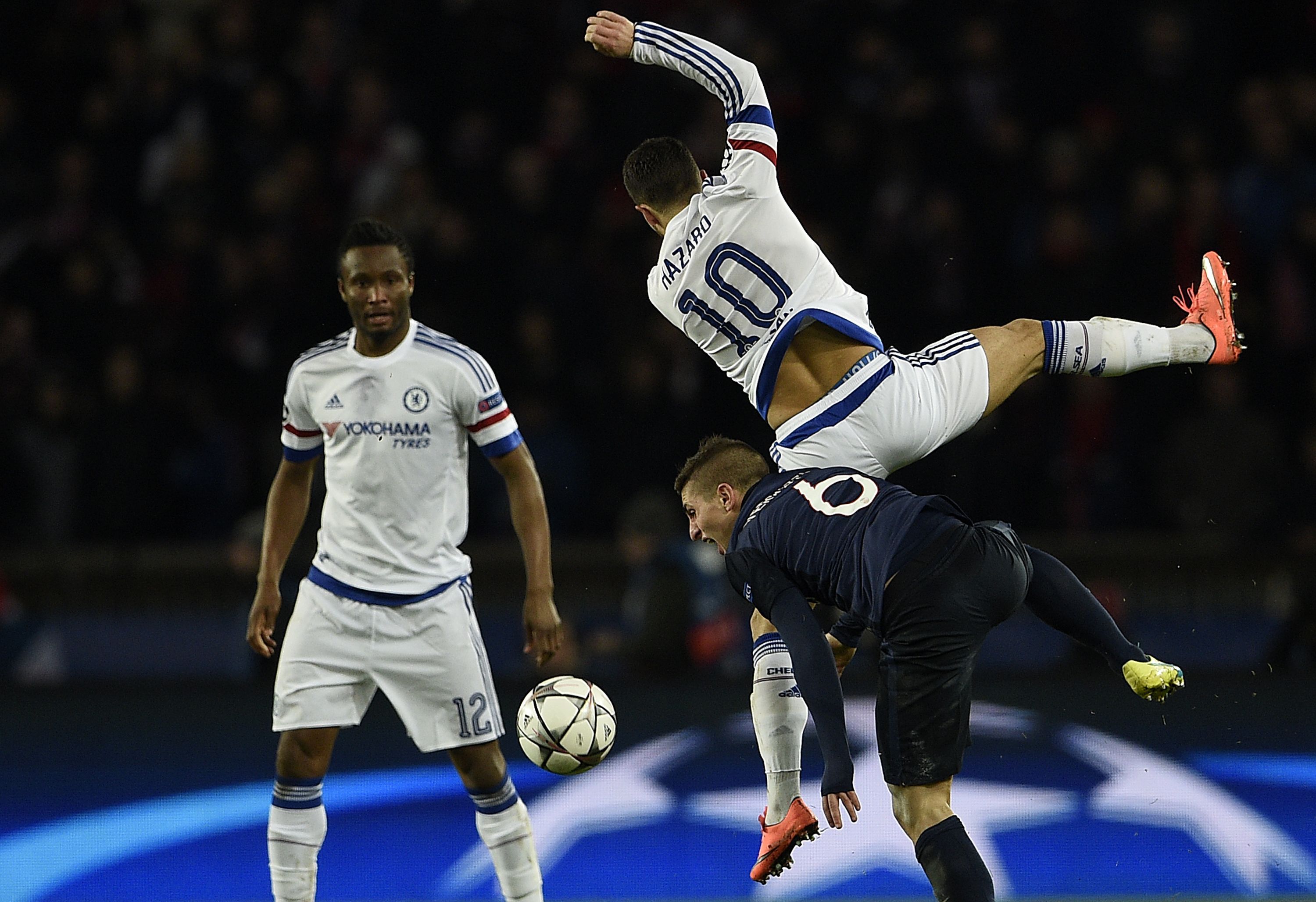 Eden Hazard Obi Mikel Marco Verratti Chelsea PSG Champions League