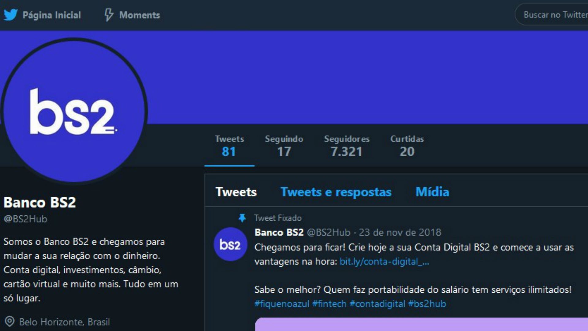 Twitter Banco BS2 220320189