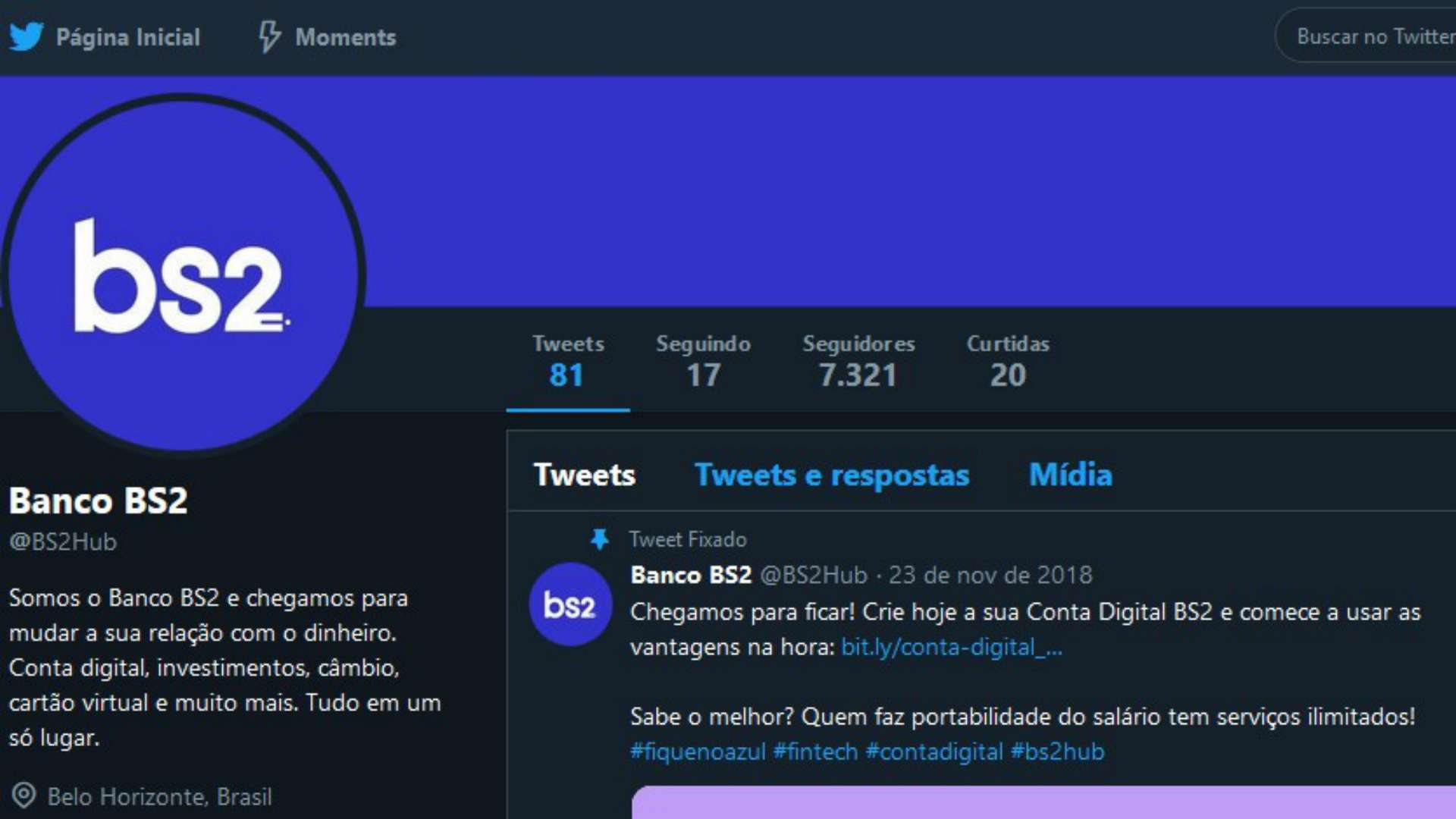 Twitter Banco BS2 220320189