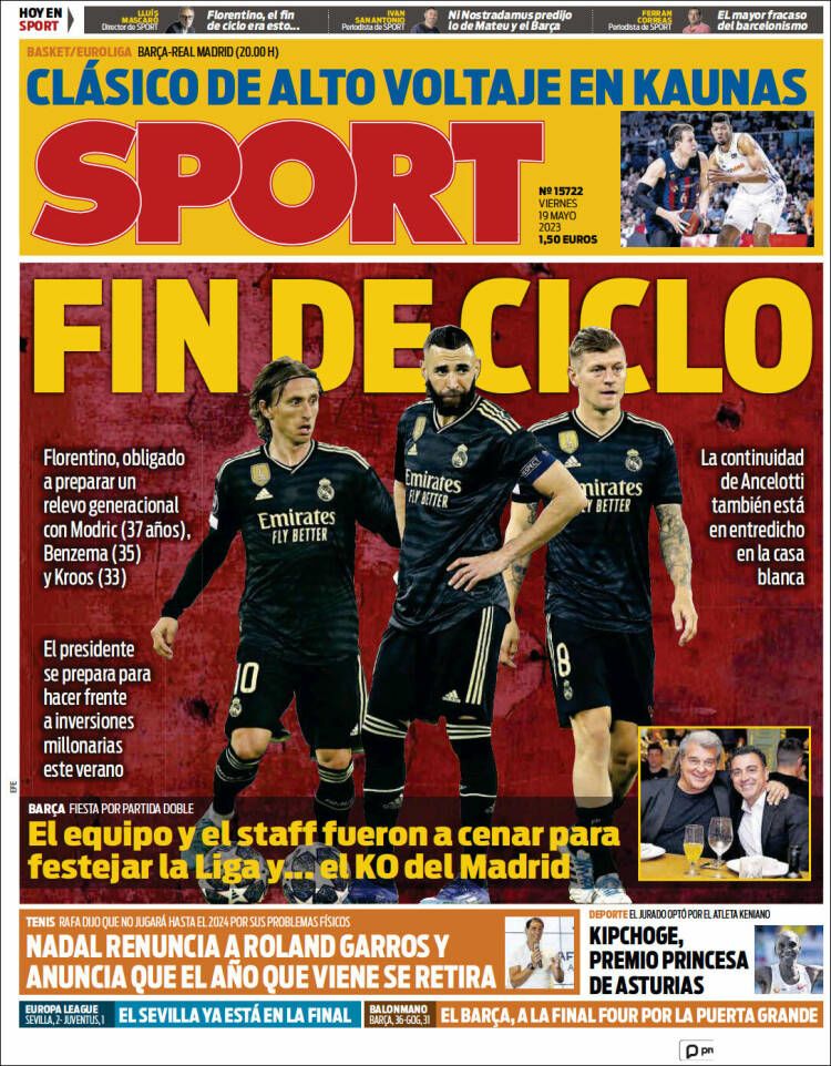 Portada del diario Sport 19 de mayo de 2023