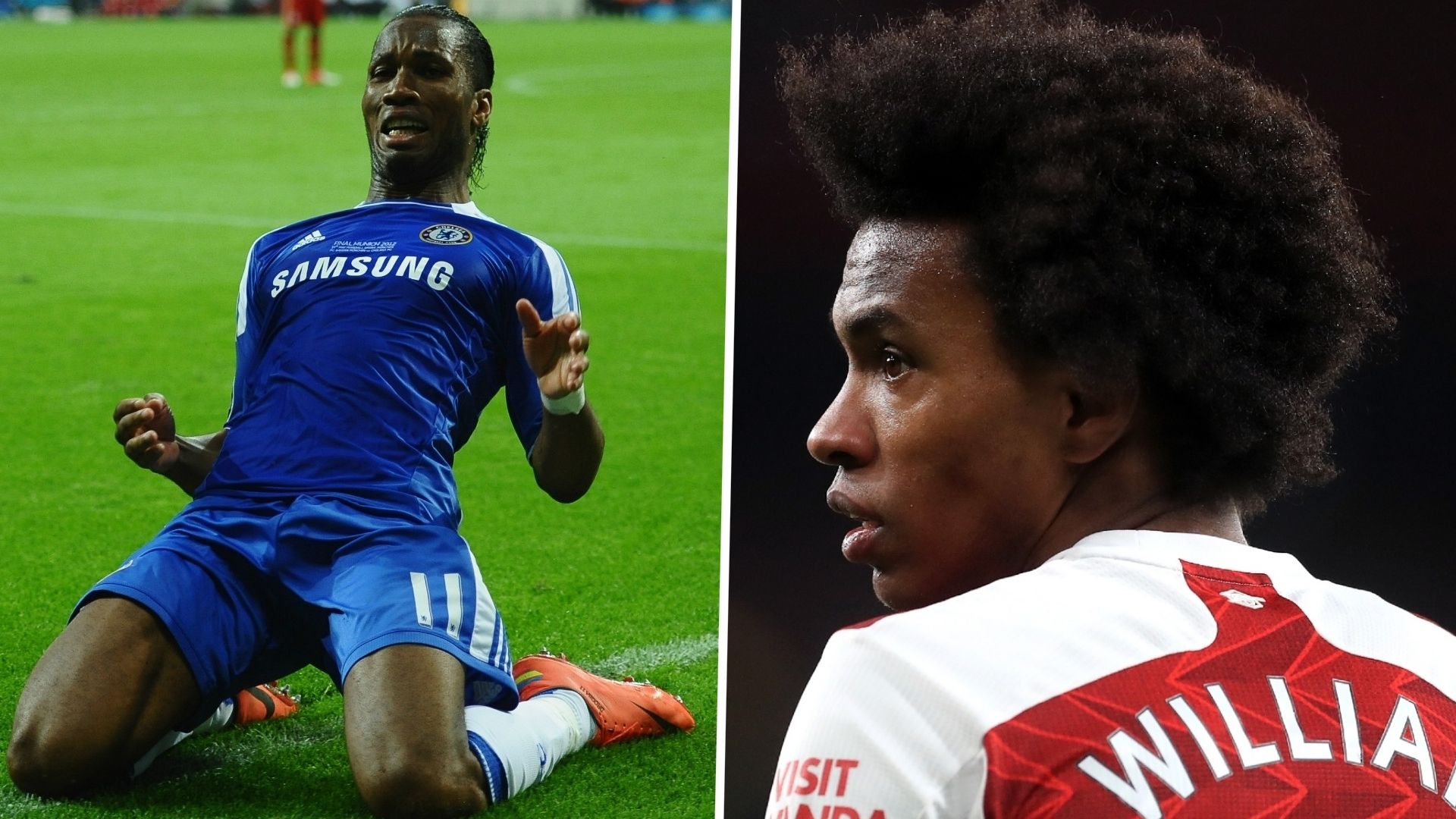 chelsea legend Didier Drogba and Arsenal Willian.