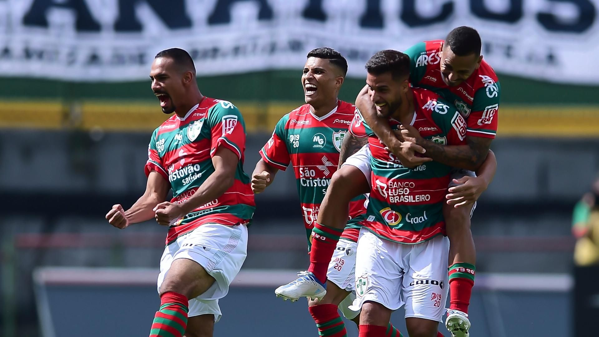 Portuguesa comemora gol em jogo do Campeonato Paulista Série A1 2023