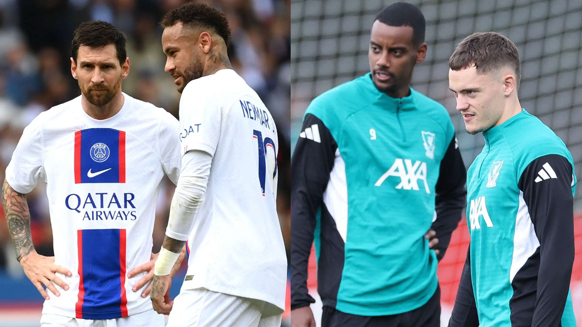 Alexander Isak Florian Wirtz Lionel Messi Neymar Liverpool PSG