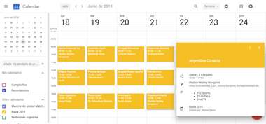 Captura Fixture Google Calendar