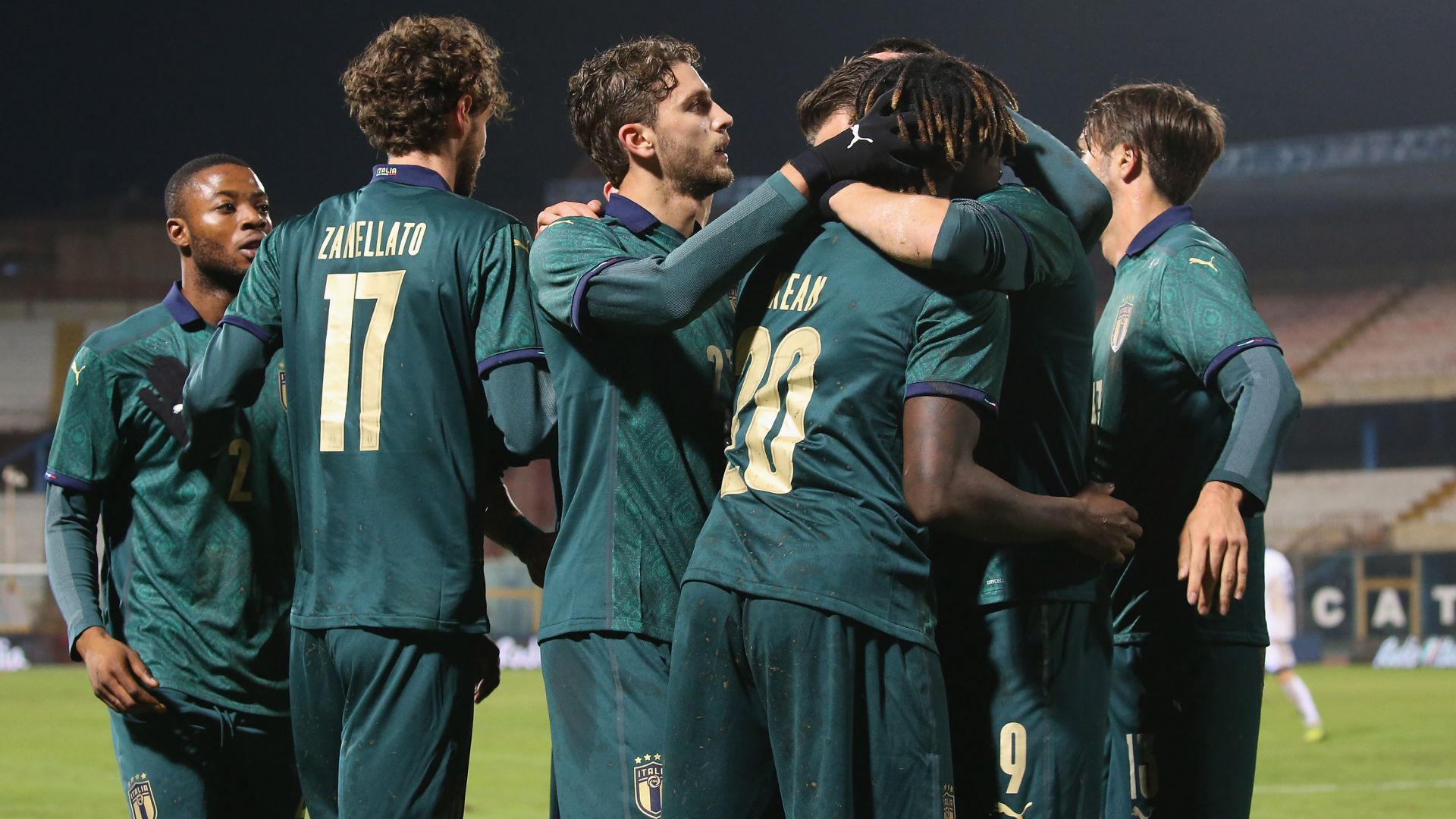 Italy players celebrating Italy U21 Armenia U21 UEFA U21 European Championship Qualifier