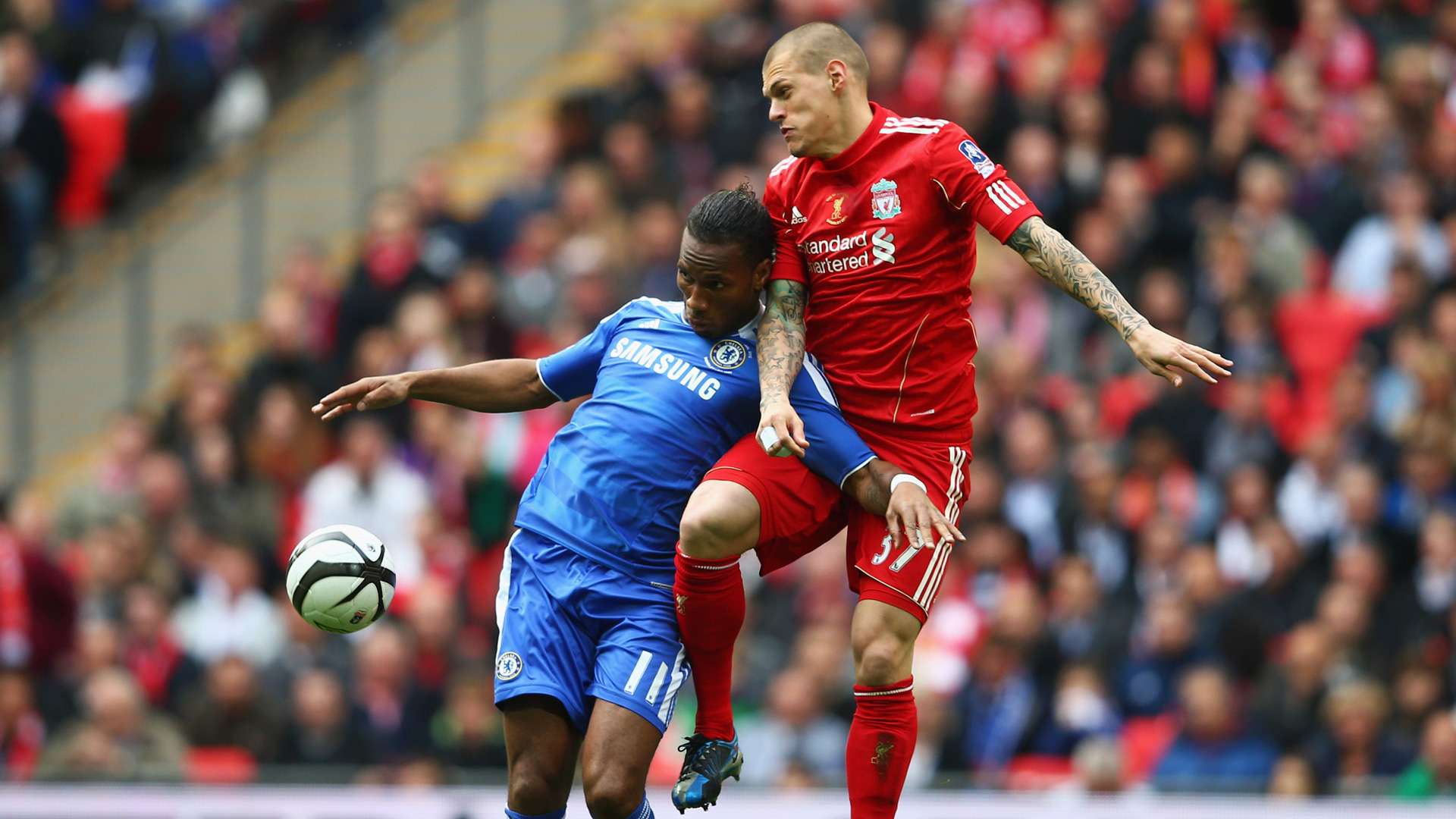 Didier Drogba Chelsea Martin Skrtel Liverpool 2012